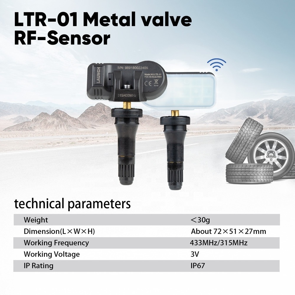 LAUNCH LTR-01 RF Sensor 315MHz & 433MHz Rubber Car Tire Pressure Monitoring Sensor TPMS Programmer