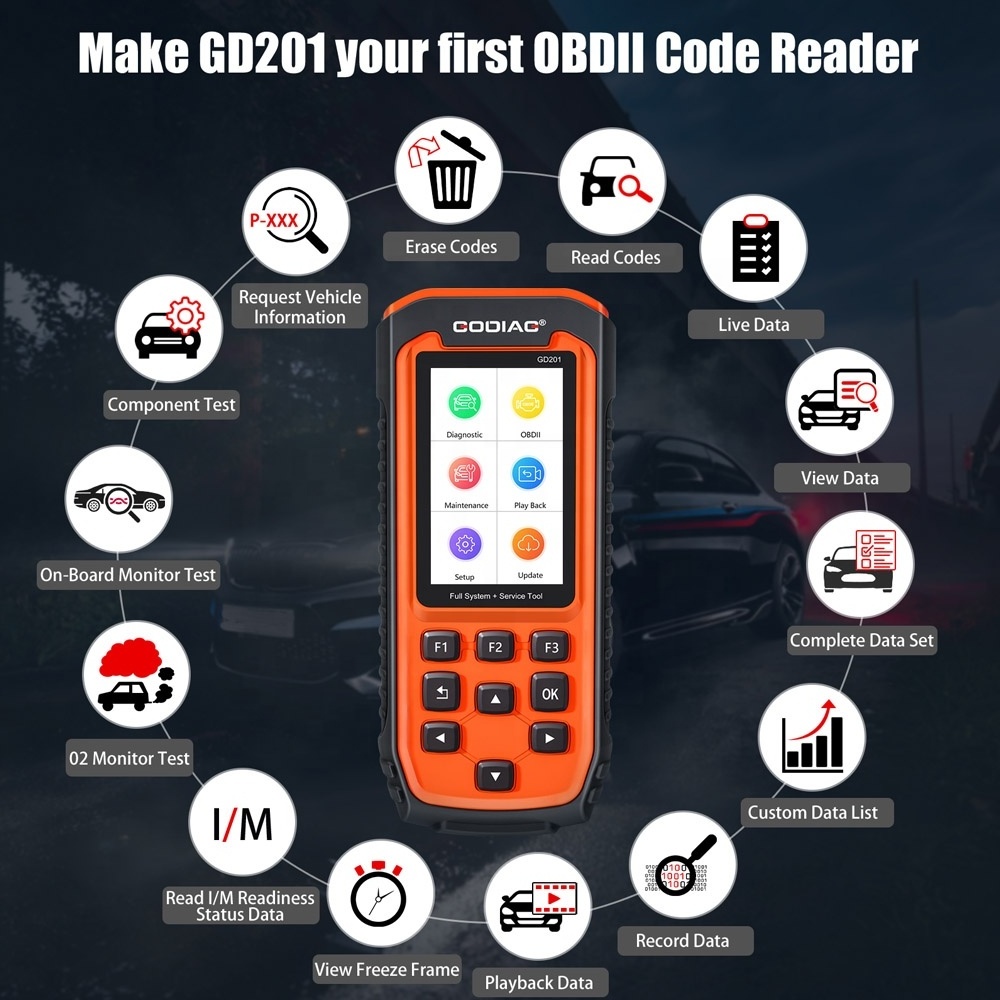 2021 Newest 29 Hot Functions GODIAG GD201 All System Diagnostic Scan Tool OBD2 Car Scanner with DPF ABS Airbag Oil Light Reset