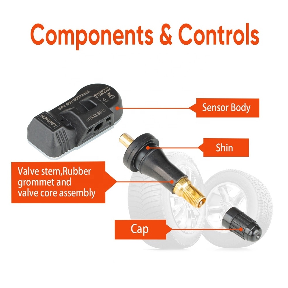 LAUNCH LTR-01 RF Sensor 315MHz & 433MHz Rubber Car Tire Pressure Monitoring Sensor TPMS Programmer