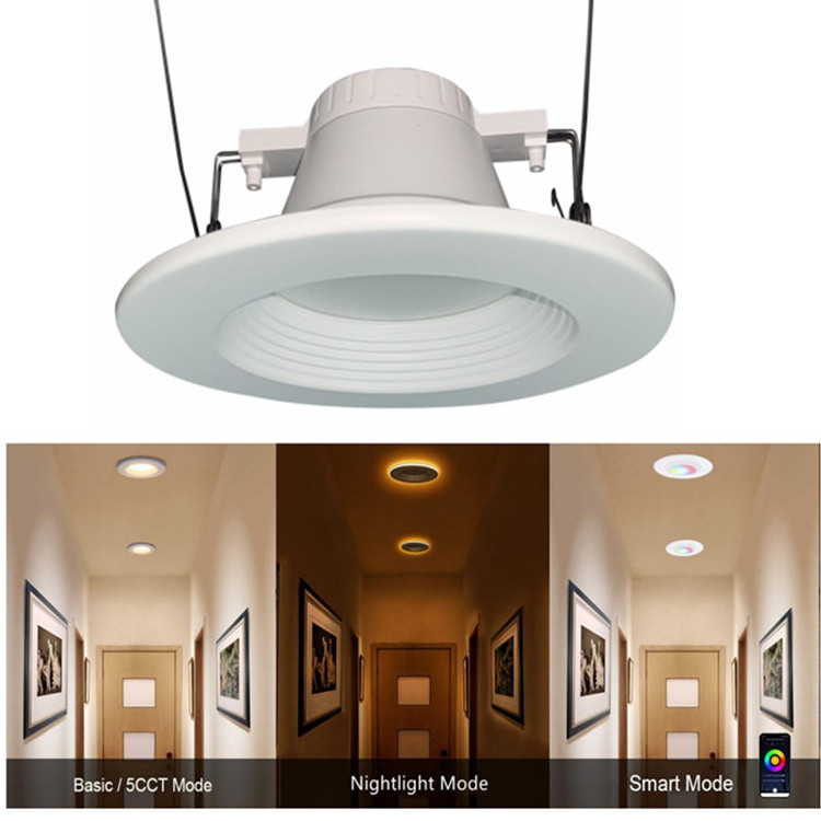 In Stock ETL 4inch LED Recessed Retrofit 11W 900lms LED Downlight Fixture 5CCT Adjustable+2000K Night Light