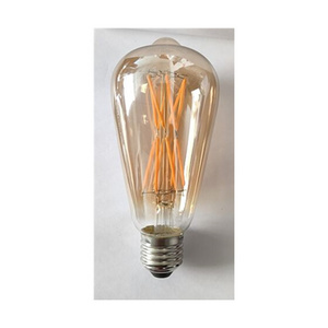 ST64 Led Filament Bulb Dimmable 2200K Amber Glass LED Edison Bulb