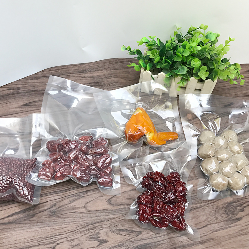 3 Side Sealed Food Grade Heat Seal Transparent Plastics Vacuum Bags Clear Food Packaging for Dry Food Frozen Meat Seafood