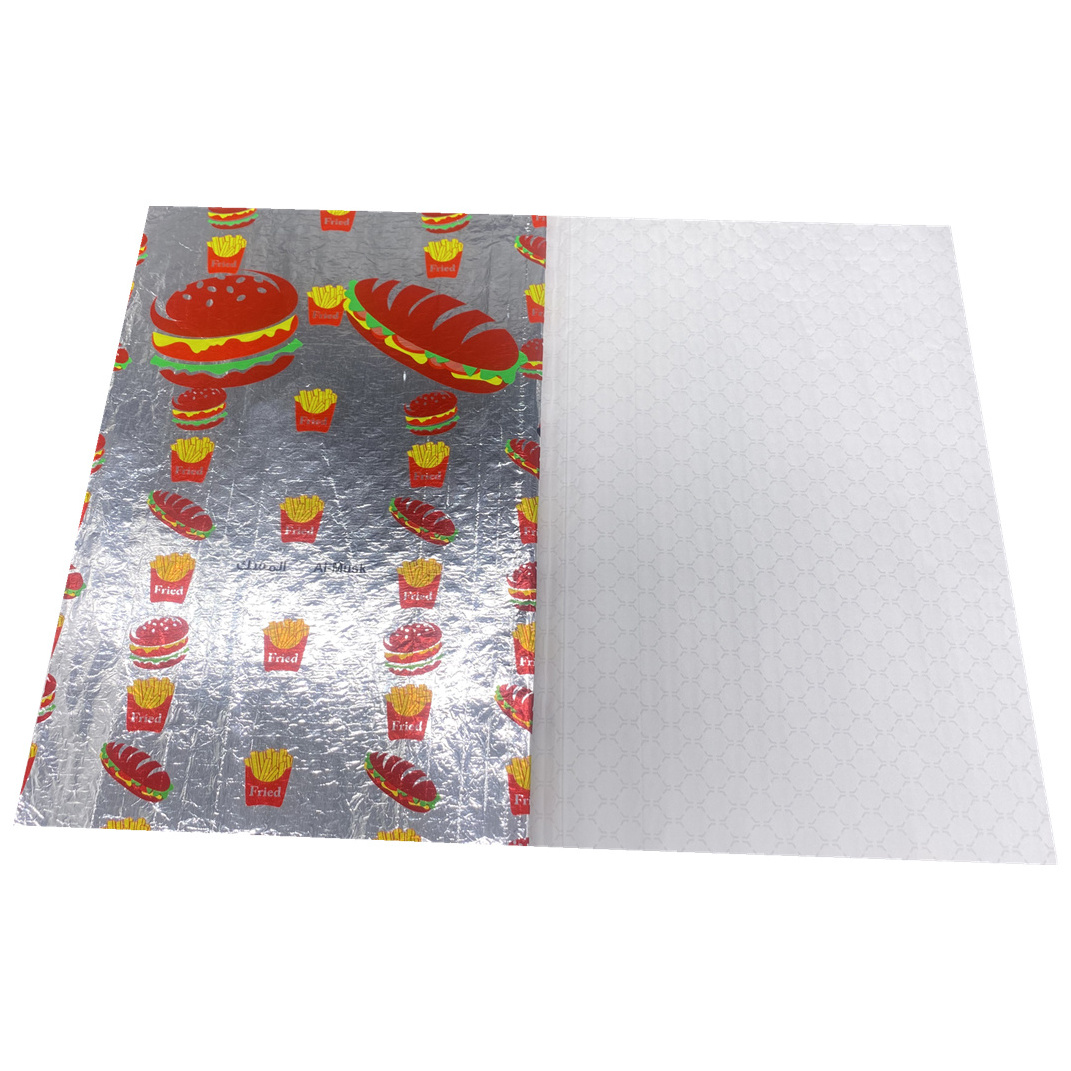 Custom Insulated Foil Sandwich Wrapping Paper Laminated Aluminum Foil Burger Wrapping Foil Paper Sheets or Roll