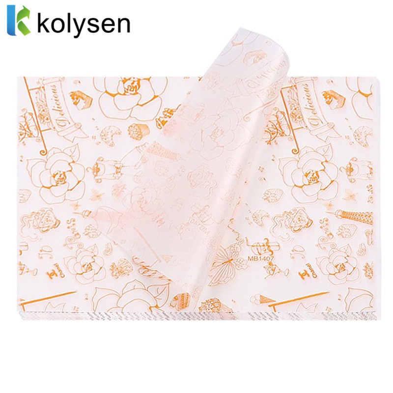 Logo Printed Greaseproof Paper Food Wrapping Papier Emballage Sandwich Parchment Baking Paper for Bread Packaging