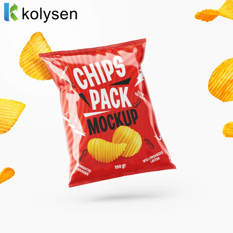 Custom Snack Plantain Popcorn Potato  Aluminum Foil Puffed Food Grade Sachets Packaging Back Seal Pillow Bag