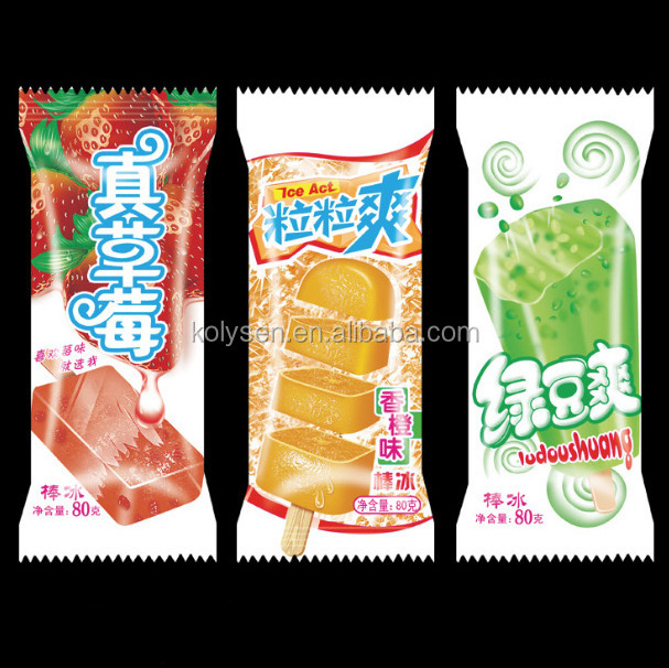 Printed transparent plastic bag/film for popsicle / ice cream packaging