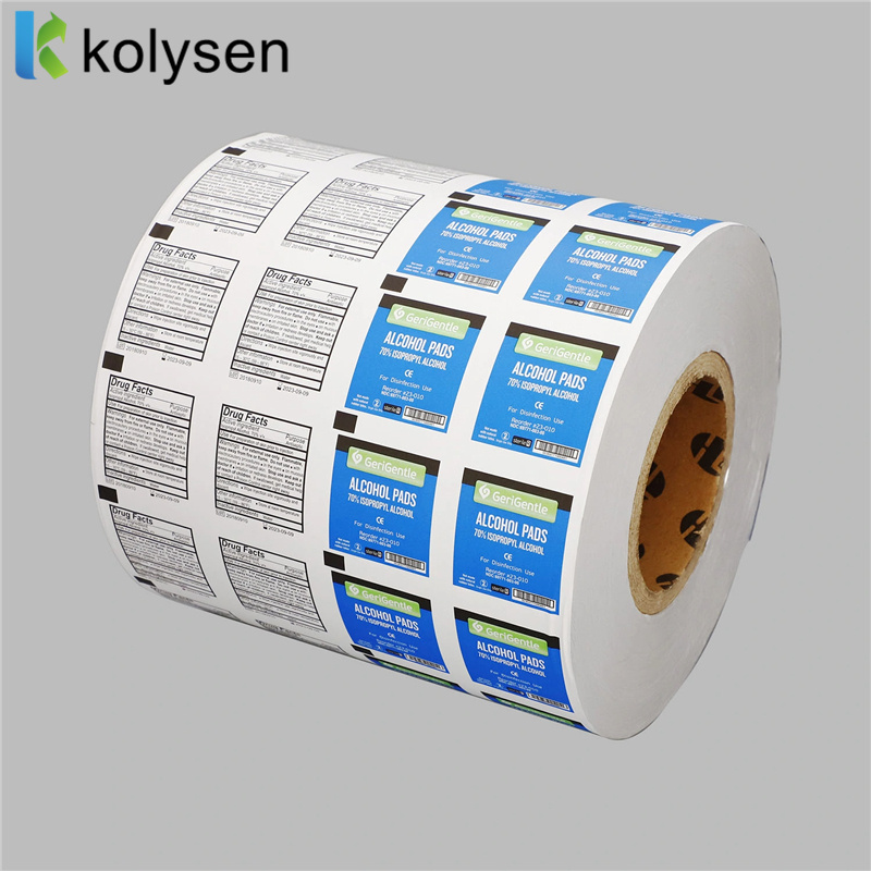 Custom Printed Aluminum foil paper film for medical sterile alcohol swab alcohol prep pad packing packaging materials