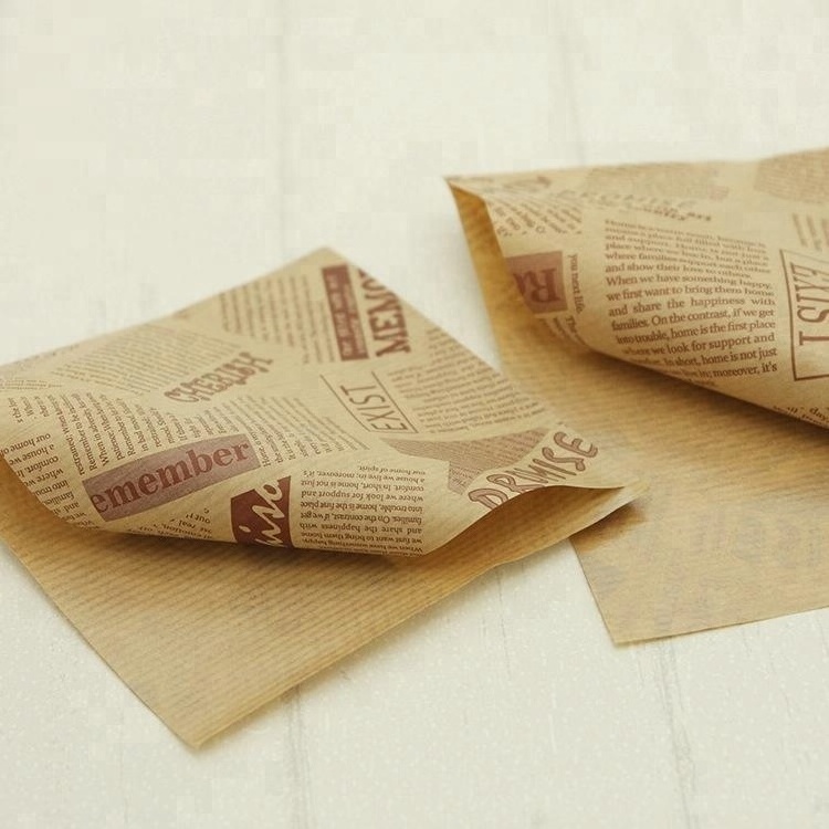 Custom Size Greaseproof Paper Bag 55gsm Double Open Bag Printed Paper Packet for food packaging