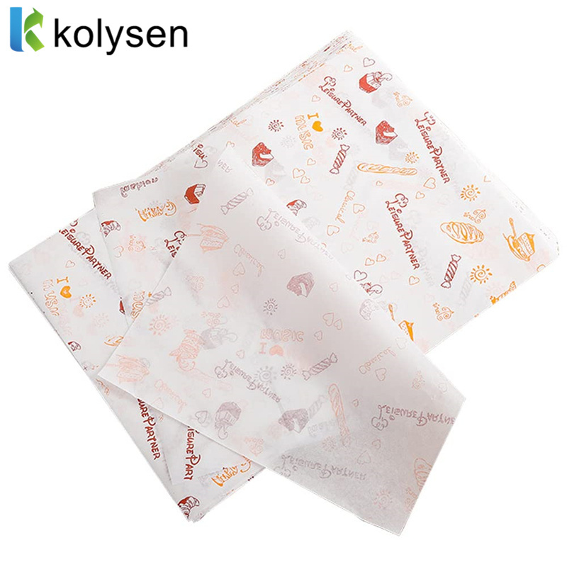 Logo Printed Greaseproof Paper Food Wrapping Papier Emballage Sandwich Parchment Baking Paper for Bread Packaging