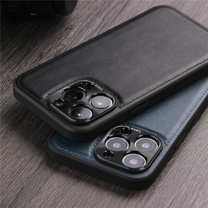 Solid Color PU Leather Shockproof Phone Case For iPhone15 13 14 12 11 Pro Max Business Metal Camera Protection Slim Cover