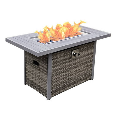 Hot Sale 44 Inch Outdoor Gas Fire Pit 50,000 BTU Adjustable Flame Propane Fire Pit Rattan Table Large Fire Pit