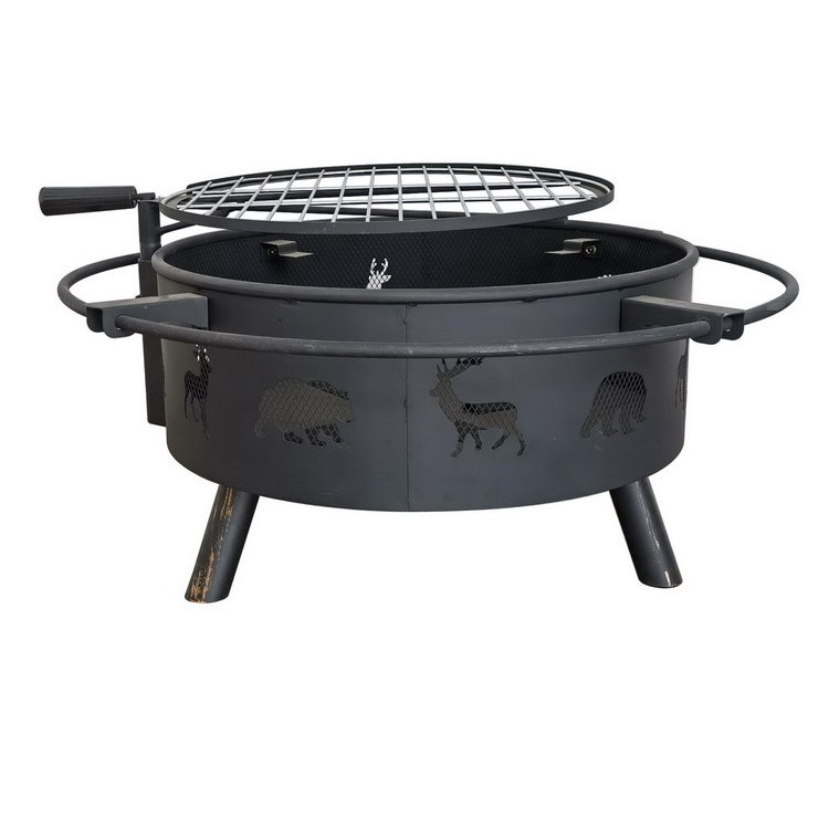 33 Inch Large Outdoor Wood Burning Fire Pits Fire Pit for Outside Patio Backyard Firepit with BBQ Grill Cooking Grate