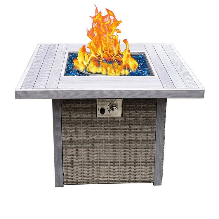 50000Btu Outdoor Smokeless Steel Fireplace Garden Patio Propane Fire Pit Table Rectangle Table With Fire Pit