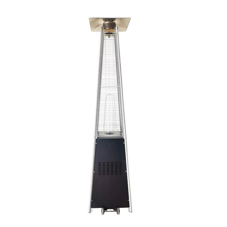 Customized Outdoor Vertical Tower Shape Fire Pit Heater Pyramid Propane Gas Patio Heater with wheels