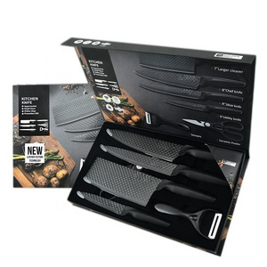 New Exclusive 6 PCS stainless steel Diamond embossing Kitchen Knife set