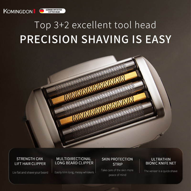 Komingdon LED Display Face and Head Shaving Machine Foil Waterproof Portable Mens Rechargeable Electric Shaver Profissional