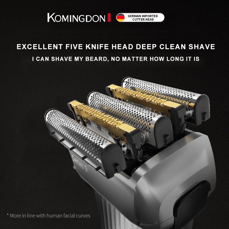 Komingdon LED Display Face and Head Shaving Machine Foil Waterproof Portable Mens Rechargeable Electric Shaver Profissional