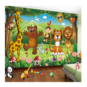 KOMNNI  Custom Animal Cartoon Children's Room Peel And Stick Wall Murals Wallpaper Living Room Kids Bedroom Mural Wallpaper