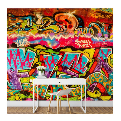 KOMNNI Custom Street Art Graffiti Mural Large Graffiti Wallpaper Teen Boys Girls Room Wall Mural