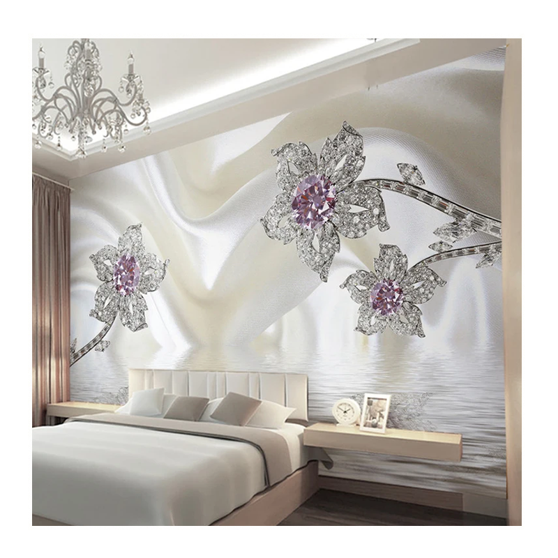 KOMNNI Modern Pearl Jewelry Murals Wall Paper Hotel Dining Room Living Room Home Decoration 3d Embossed Luxury Wallpaper