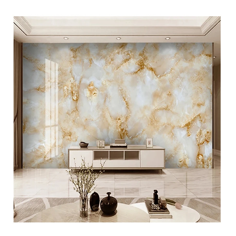 KOMNNI Modern 3D Wallpaper Golden Abstract Marble Wall Paper Living Room TV Sofa Study Backdrop Wall Home Decor Murals