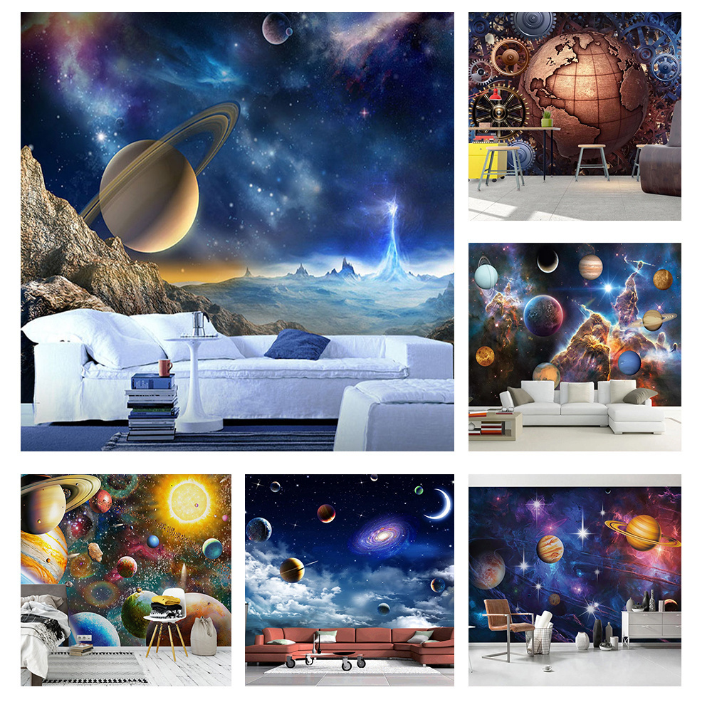 KOMNNI Custom 3D Wallpaper Star Universe Galaxy Room Suspended Ceiling Wall Mural Living Room Bedroom Wallpaper Home Decor