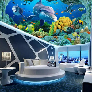 KOMNNI Custom 3D Underwater World Ocean Dolphin 3d wallpaper mural kids Interior Decoration Modern Ceiling Mural Wallpaper