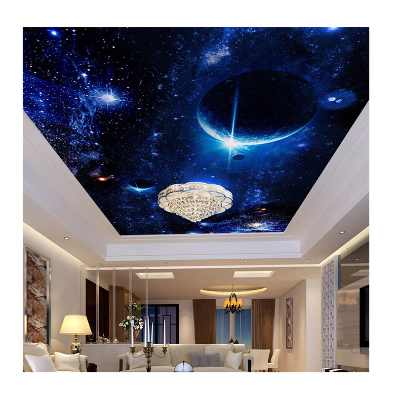 KOMNNI Custom Wallpaper Modern 3D Wall Murals For Living Room Ceiling Mural Star Planet Universe Space Wallpaper