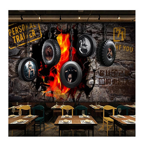 KOMNNI wall murals wholesale Retro Style Broken Wall Tire Fitness Photo Wall Paper 3D Gym Fitness Club Decor Mural Wallpaper