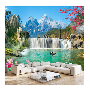 KOMNNI Snow Mountain Waterfall 3d Large Mural Wallpaper Wall Decals For Living Room Bedroom Background Photo Wall Paper