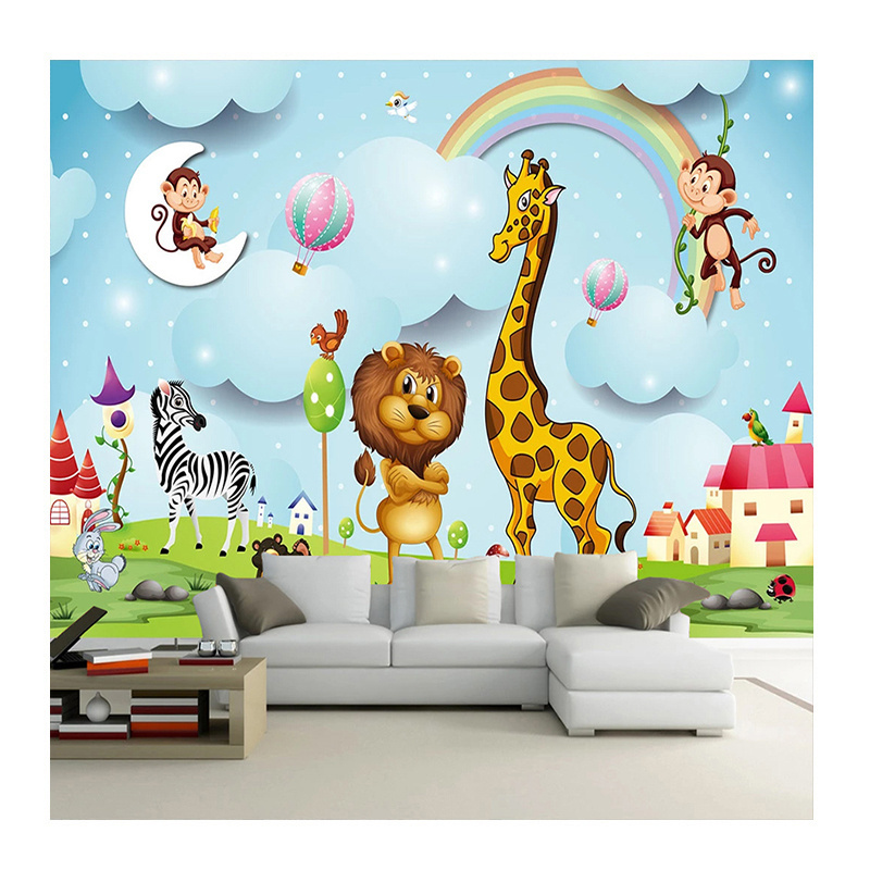 KOMNNI Custom Mural 3d Cartoon Animal Wallpaper Boys Girls Children Room Bedroom Background Home Decor Wall Mural