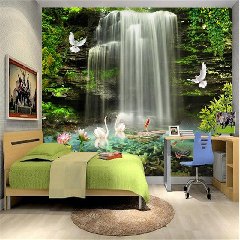 KOMNNI Custom Mural 3d Wall Papers Home Decor Natural Waterfall Photo Wallpaper For Walls 3d Peel And Stick Wall Paper