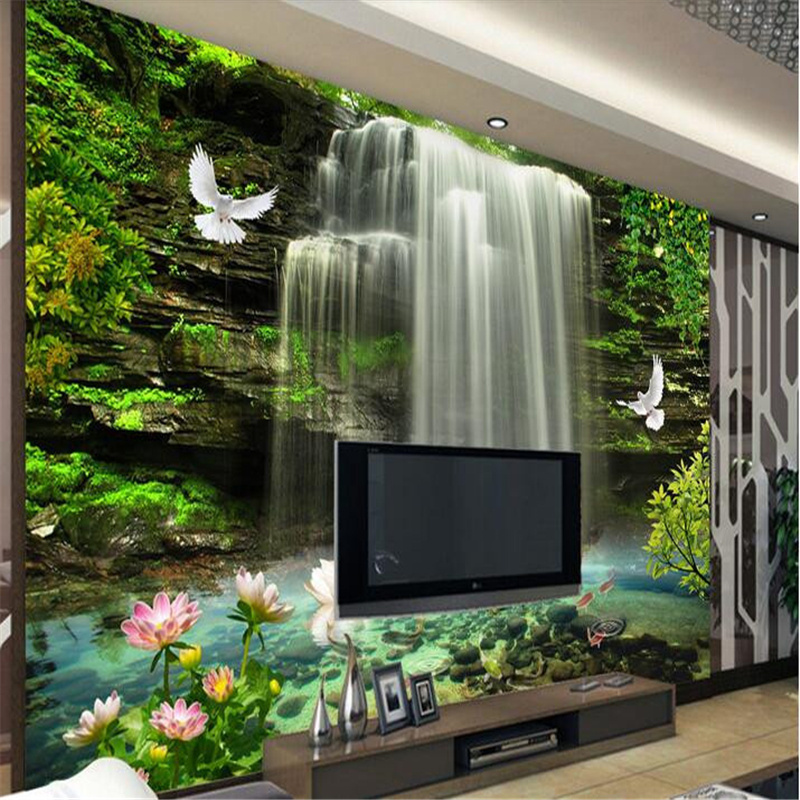 KOMNNI Custom Mural 3d Wall Papers Home Decor Natural Waterfall Photo Wallpaper For Walls 3d Peel And Stick Wall Paper