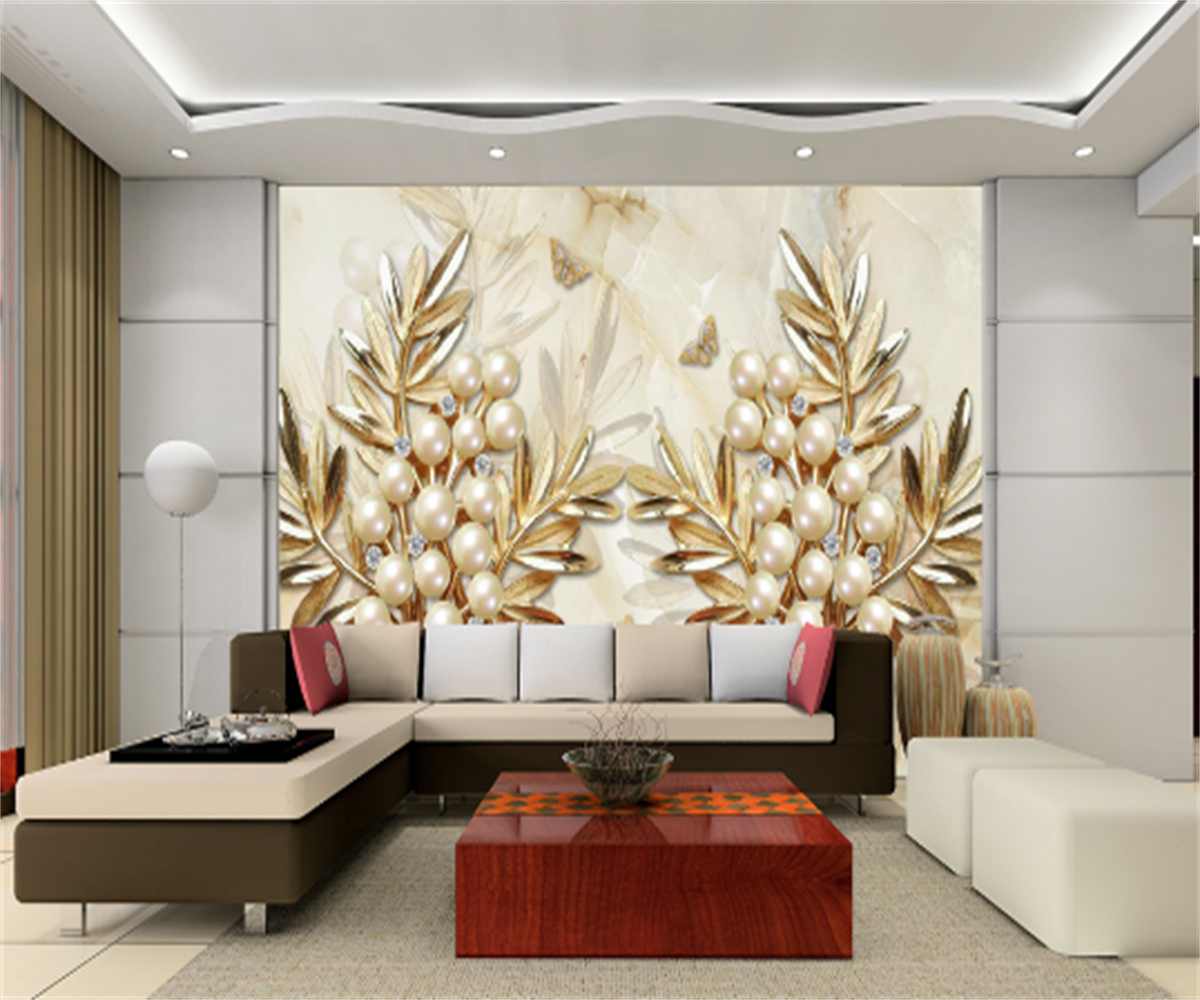 KOMNNI  Custom Jewelry Diamond Jewelry Peel And Stick Wall Mural Hotel Luxury Decoration Background Wall Stickers 3d Wallpaper