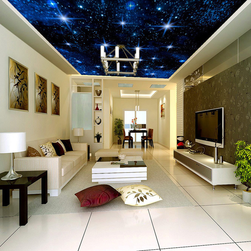 KOMNNI Murals Self-Adhesive Wallpaper For Living Room Kids Room Bedroom Star Night sky Ceiling Mural Background Photo Wallpaper