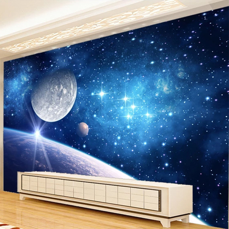 KOMNNI Wallpaper 3d Beautiful Space Starry Sky Mural Living Room Kids Bedroom Wall Art Stickers Wallpaper