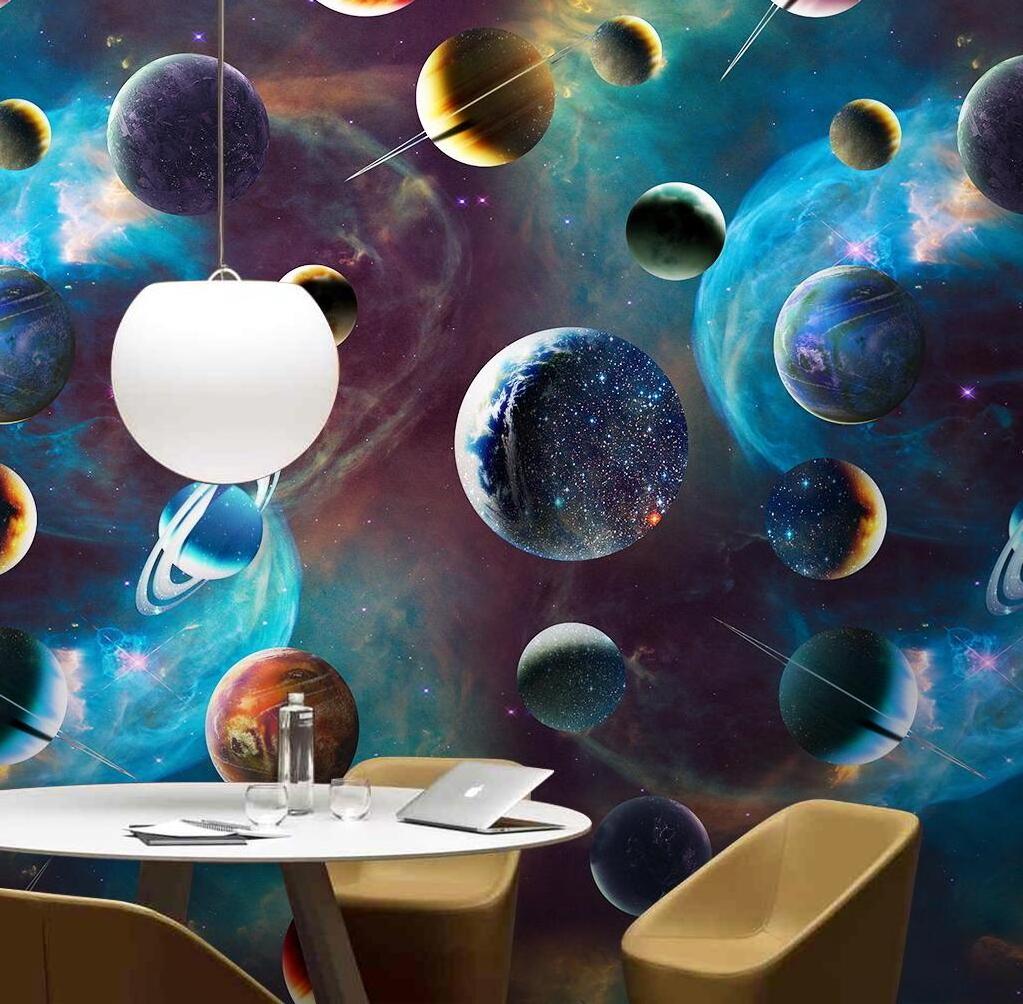 KOMNNI space planet wall mural starry sky galaxy wallpaper bedroom living room sofa TV background wall sticker