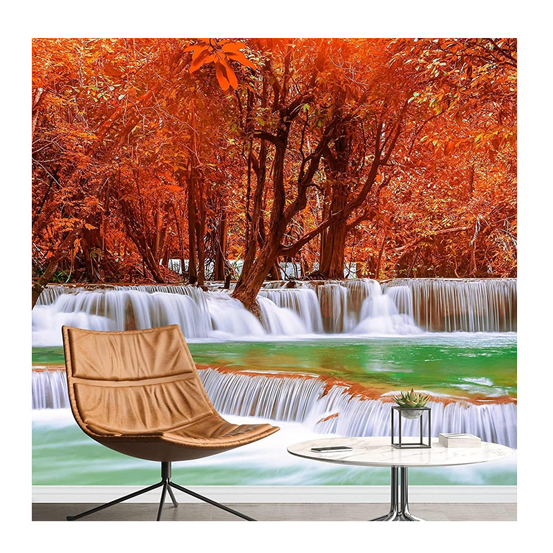 KOMNNI Forest Scenery Wall Mural 3d Waterfall Wallpaper Removable Large Wall Decor For Living Room Bedroom Wall Sticker