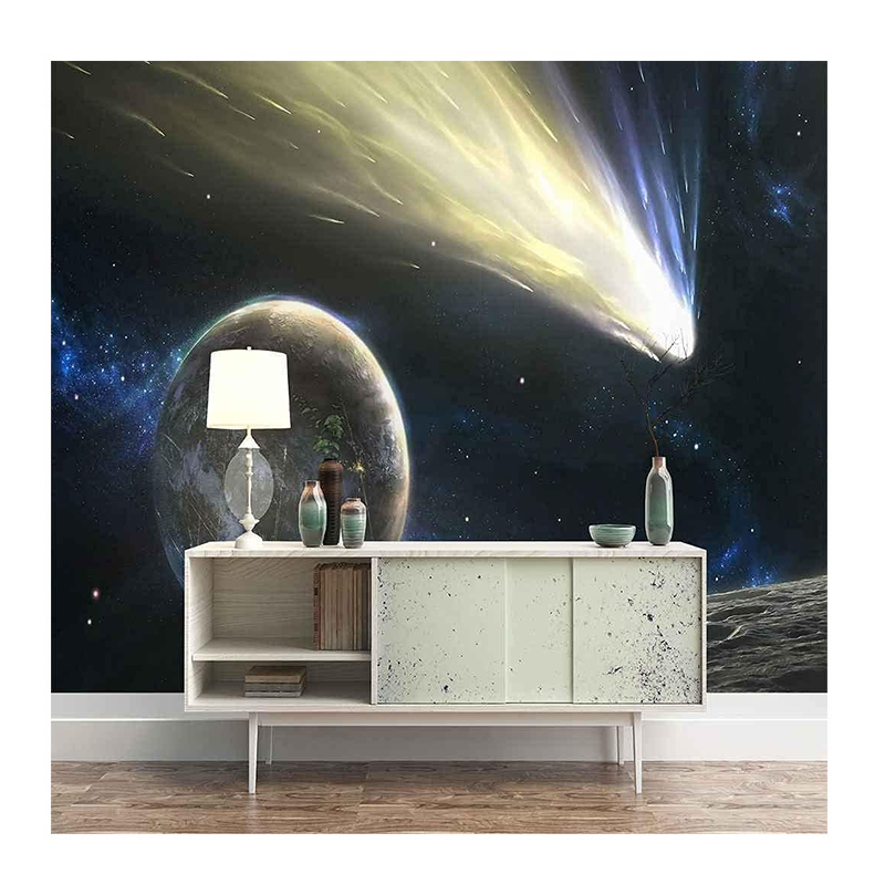 KOMNNI Starry Sky Wallpaper Space Planet Mural 3D  Wall Sticker Children'S Room Decorate 3D Wallpaper For Girls Bedroom