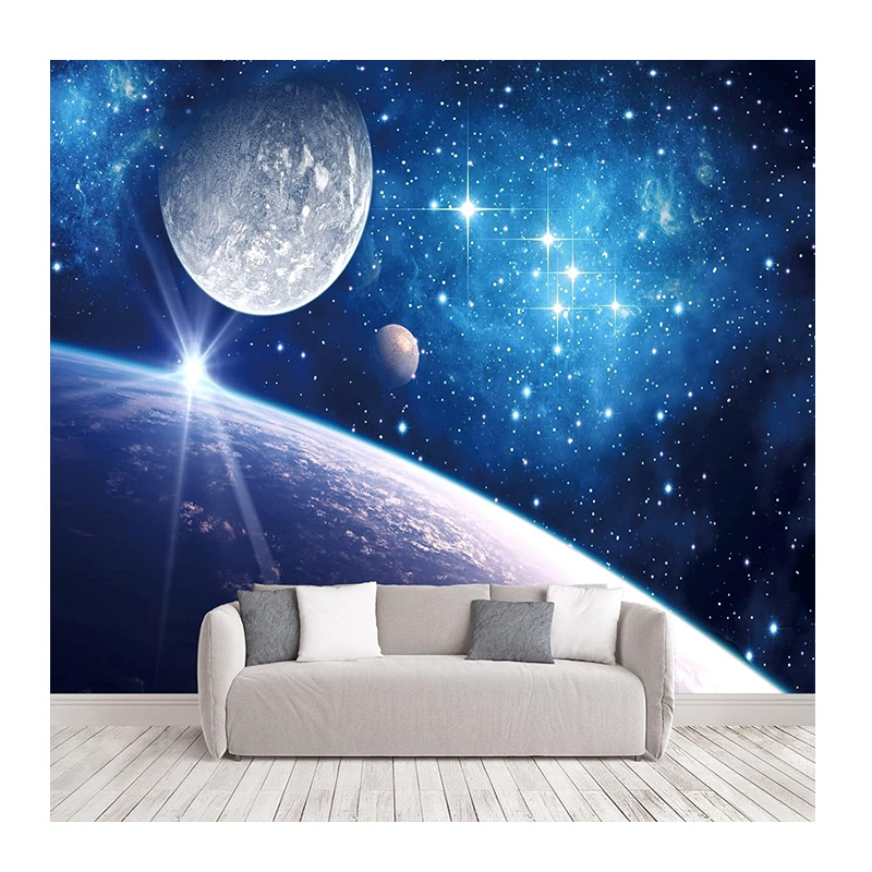 KOMNNI Planet Starry Sky Wall Mural 3D Outer Space Wallpaper Removable Large Wall Sticker for Living Room Bedroom Wallpaper