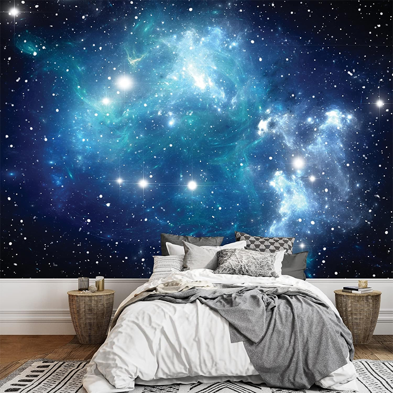 KOMNNI Galaxy Starry Wall Mural Removable Wall Sticker Modern Living Room Bedroom Home Decor Wallpaper