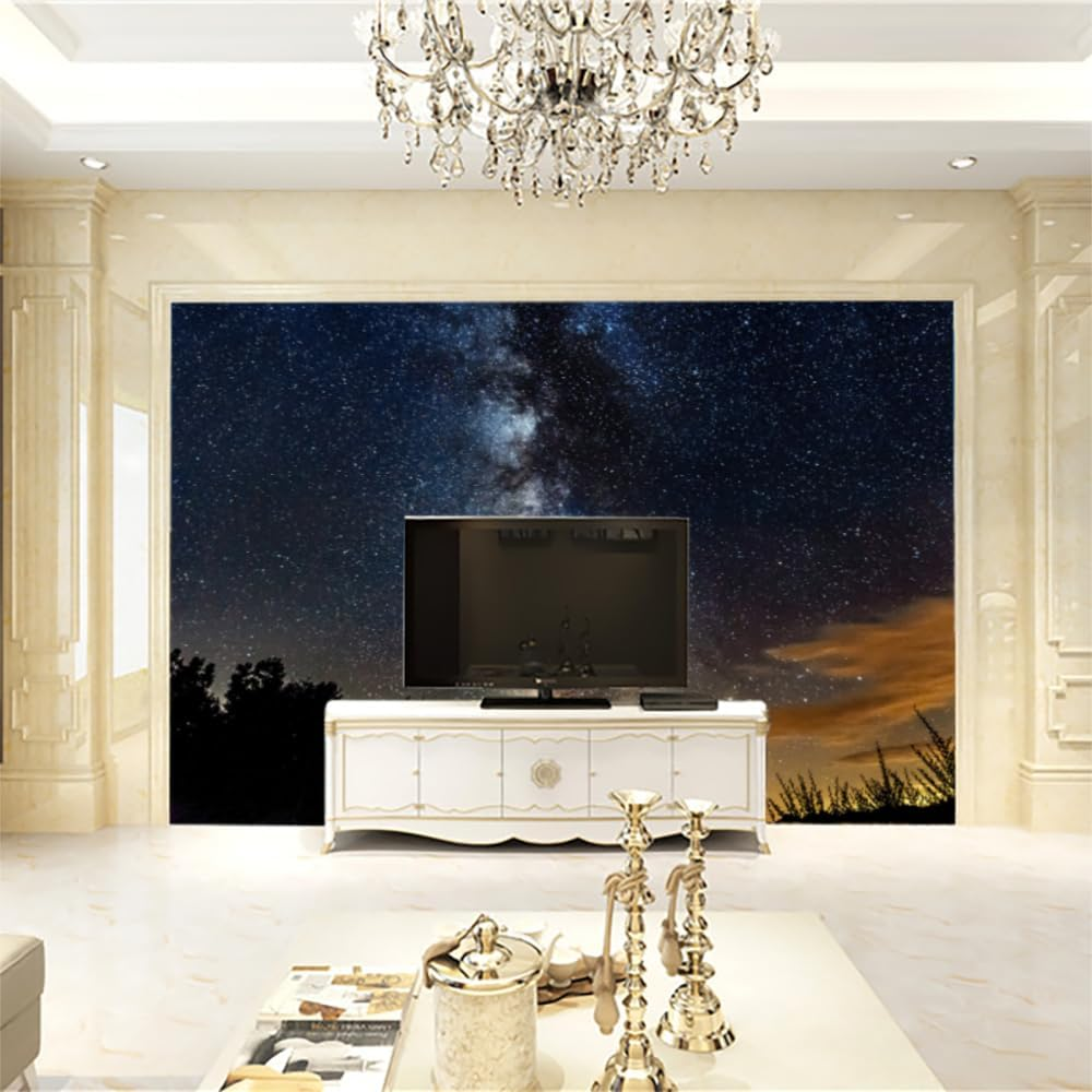 KOMNNI Galaxy Starry Sky 3D Wallpaper Night Space Wall Stickers Removable Mural for Living Room Bedroom Wall Paper