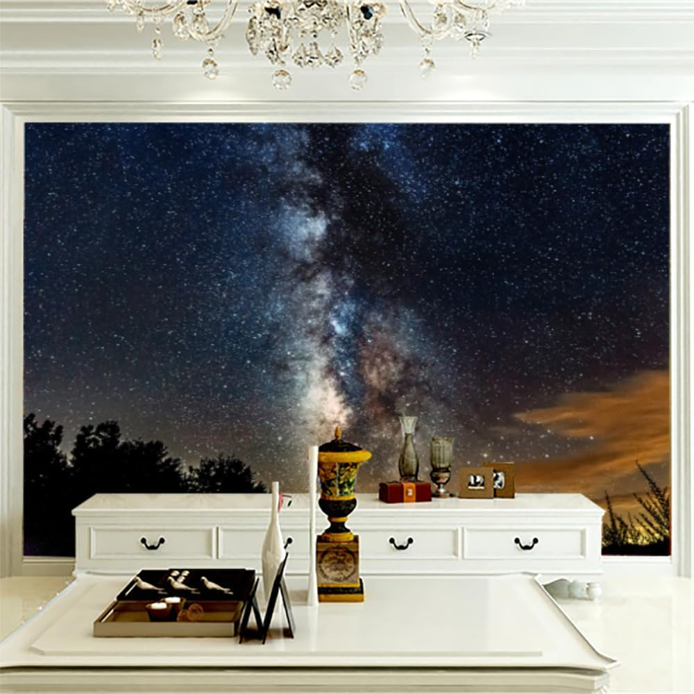 KOMNNI Galaxy Starry Sky 3D Wallpaper Night Space Wall Stickers Removable Mural for Living Room Bedroom Wall Paper