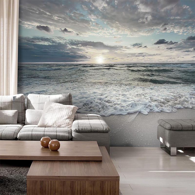 KOMNNI Sea And Beach Wallpaper Nature Sea Sky Wall Mural Wall Decoration Landscape Wallpaper