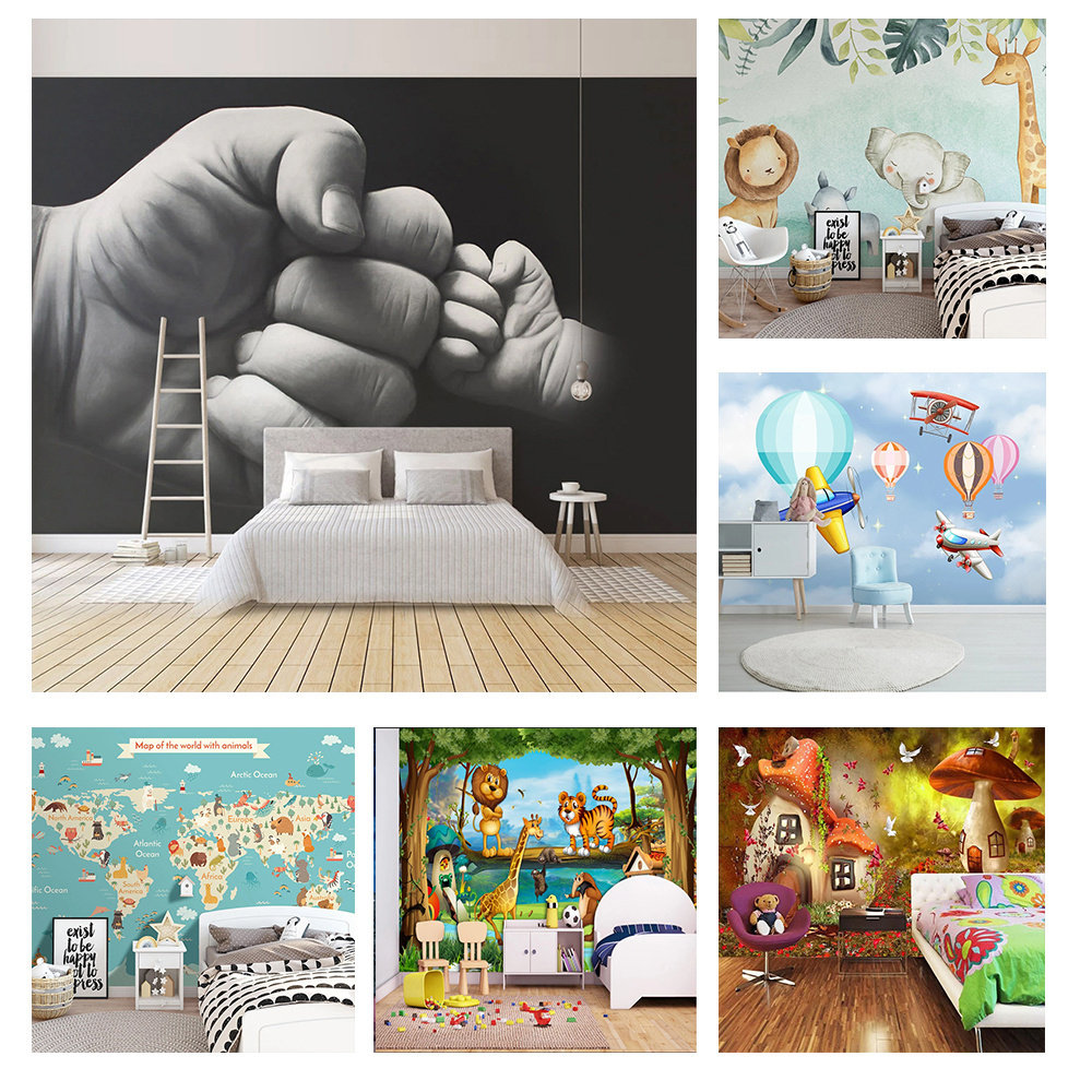 KOMNNI Custom Cartoon Forest Animal Mural For Kids Room Modern Wallpaper Children's Room Background Wall Paper