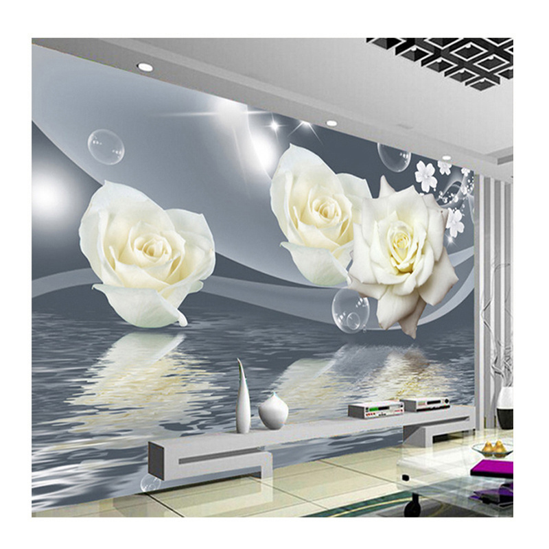 KOMNNI  Photo Wallpaper 3D Stereo White Rose Flower Bubble Mural Wall Paper Living Room TV Sofa Backdrop Wall Cloth Home Decor