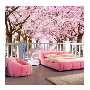 KOMNNI Custom Mural Cherry Blossom Tree Balcony 3d Landscape Wall Paper For Living Room Bedroom Wallpaper Decor