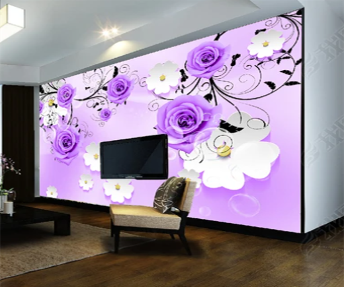 KOMNNI Mural European Rose Flower Wallpaper Photo Peel And Stick Wall Painting Living Room Hotel Luxury Decoration Wall Mural