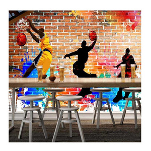 KOMNNI Custom 3d Graffiti Wall Stickers Graffiti Sports Basketball Art Wallpaper Bar Ktv Restaurant Wall Mural