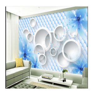 KOMNNI Custom Wallpaper 3d Blue Floral Murals Tv Sofa Background Wall Decoration Painting Wallpaper